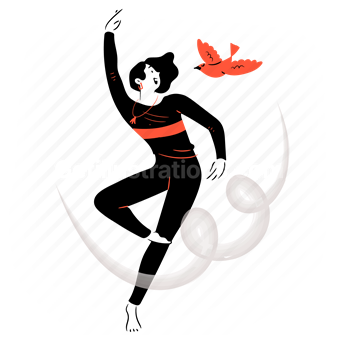 woman, girl, dancing, dance, entertainment, activity, bird